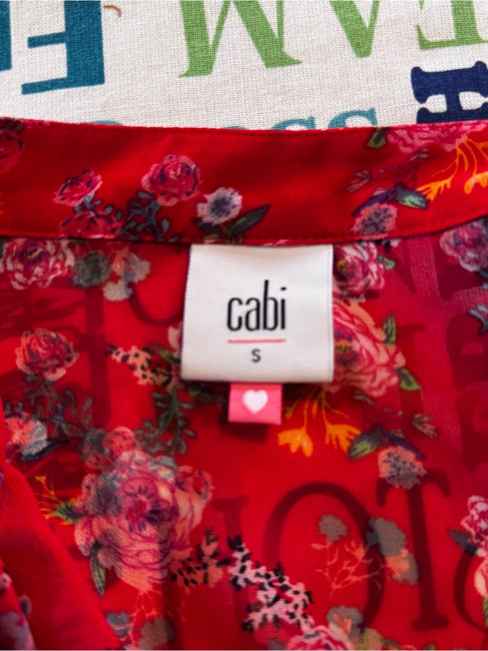 CAbi Red Floral Ruffled Sleeveless Blouse - Picture 5 of 8